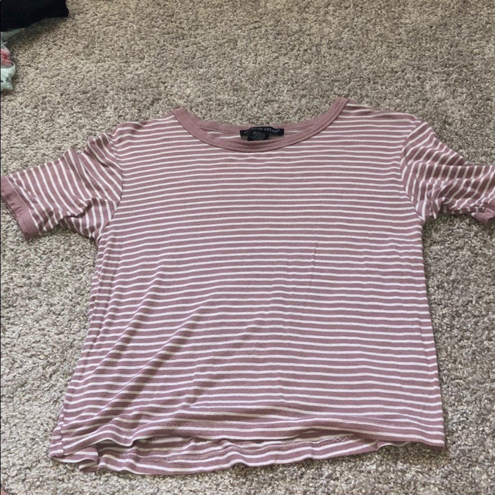 Pink and white striped tee